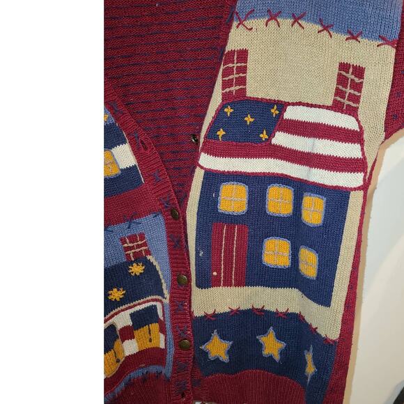 Signatures by Northern Isle hand embroidered v-neck cardigan sweater - small - Picture 6 of 7